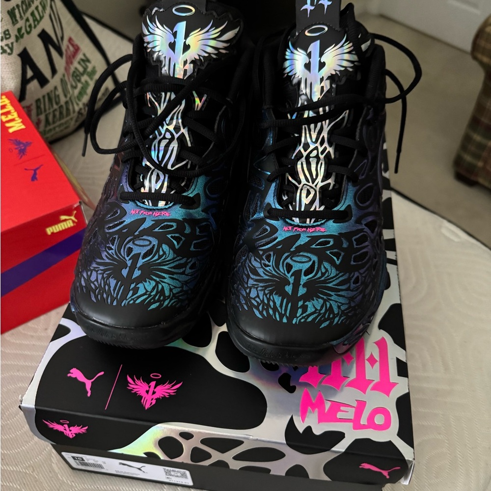 Lamelo X Puma Black and Blue Basketball Sneakers